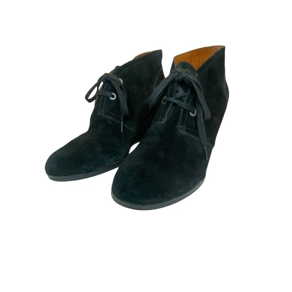 Lucky Brand Black Suede Swayze Wedge Ankle Lace Up Booties SZ 10 - Picture 9 of 14